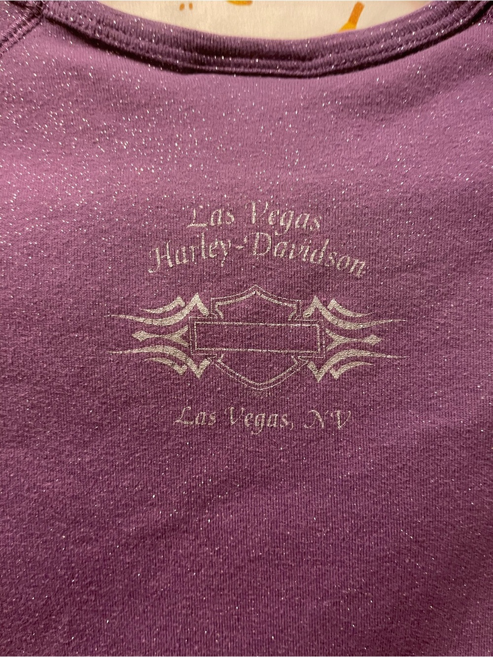 Sparkly Purple Harley Davidson Motorcycles Baby Tee Vegas ' - Picture 3 of 4